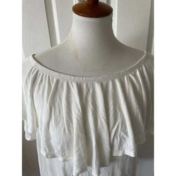 Free People Beach Womens Blouse Top cover Up Sz S Ruffle Summer Travel Fun Modal - Picture 2 of 10